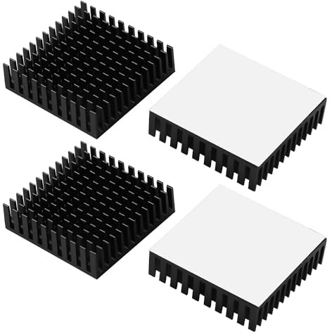VooGenzek 4 Pièces Ailettes Refroidissement Aluminium, Module Radiateur Ailettes, Refroidisseurs Transistor, avec Ruban Thermique, pour Refroidissement des Composant Électronique, 40*40*11 mm, Noir