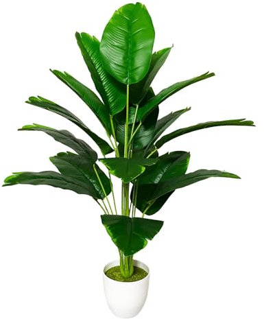 AIVORIUY Piante Finte Interno Areca Palma Piante Artificiali Albero Artificiale da Esterno Palma Finta Soggiorno Decorazioni della Casa Camera da Letto Balcone Ufficio (80cm Banana Verde)