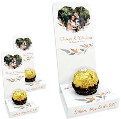 Fotofol Personalisierte Gastgeschenke Hochzeit 20er Set – Aufsteller mit Wunschtext, Namen & Datum – elegante Deko für Jubiläum, Taufe & Feier – (Motiv Blätter)
