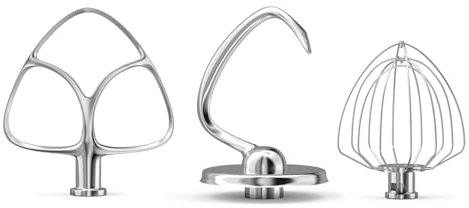 Dabebauver Mixers Accessories K45Ww Wire Whip K45Dh Dough Hook K45B Coated Flat Blade Paddle With Scraper Replacement For Kitchen Tilt-Head Aid Stand Mixer Attachments- Stainless Steel