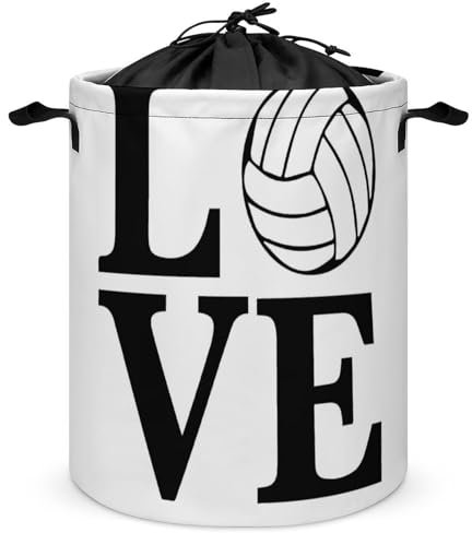 Cmagnifico Wäschekorb mit Kordelzug, I Love Volleyball Wäschekorb, Wäschekorb mit Griff