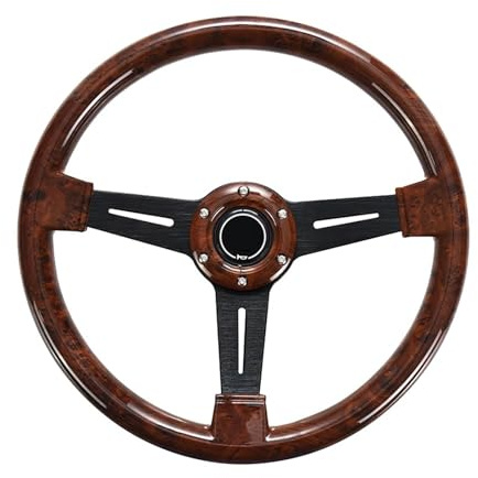 LYHYDMA Auto lenkrad 14 Zoll Holzmaserung Racing Lenkrad 350mm Retro Tiefe Mais Driften Sport Lenkräder Universal für Rennsport Rallye Motorsport(B)