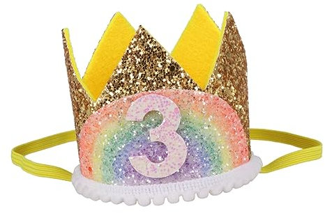 KOMBIUDA Geburtstagskrone Für Kinder Regenbogenmuster Stoffhut Partyzubehör Für Geburtstagsfeiern Und Kinderparty