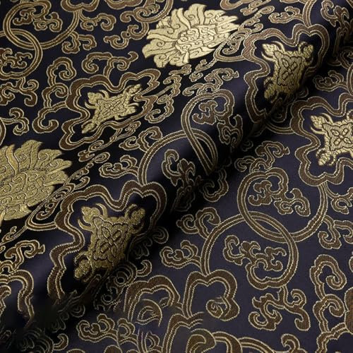 Wambere 1m Brokatstoff Breite 90cm Brokatstoff Mit Blumenmuster Dekostoff Cheongsamstoff Vintage Bastelstoffe Meterware Bekleidungsstoffe Für DIY Kunsthandwerk Nähen Kleidungsdekoration,Schwarz B