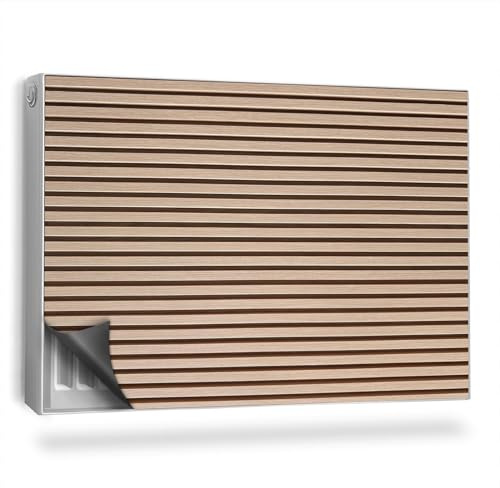 Heizkörperverkleidung 90x60 cm Magnetisch Hitzebeständing für Heizkörper Magnetbefestigung Einfache Installation Heizung Schutz Magnetmatte - Helle Naturholzlamellen, eben