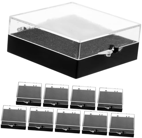 FONDOTIN 10 Stück-Pack Anstecknadelbox Kunststoff Mit Flachem Schwarzem Schwammeinsatz 56x56x22mm Für Sammler Und Aufbewahrung Kleiner Gegenstände