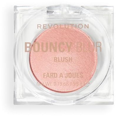 Revolution Bouncy Blur Blush, Maquillaje para Mejillas y Labios, Fórmula Modulable con Efecto Difuminado, Rosa Melocotón Suave como una Nube, Vegano y Libre de Crueldad Animal