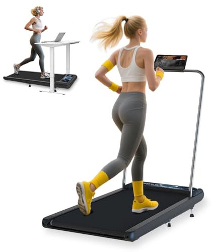 NEUTYPECHIC Walking Pad mit Handlauf, Laufband für Zuhause Leise mit Bluetooth APP & LED-Anzeige, Laufband Schreibtisch mit 8% Neigung, 2.5HP Under Desk Schreibtisch, Klein Treadmill for Home