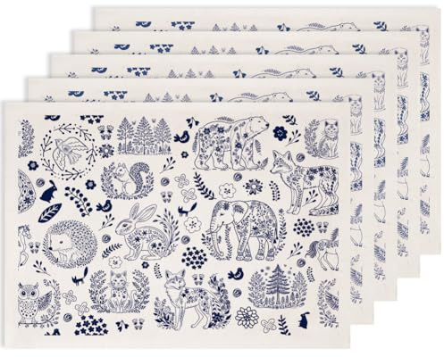 SUPERDANT 5PCS Skandinavische Tier Unterglasur Transferfolien Für Keramiks Kaninchen Elefant Wasserslide Abziehbilder Keramikdekale Keramik Unterglasur Transferfolien Für Keramik Überglasur Emaille