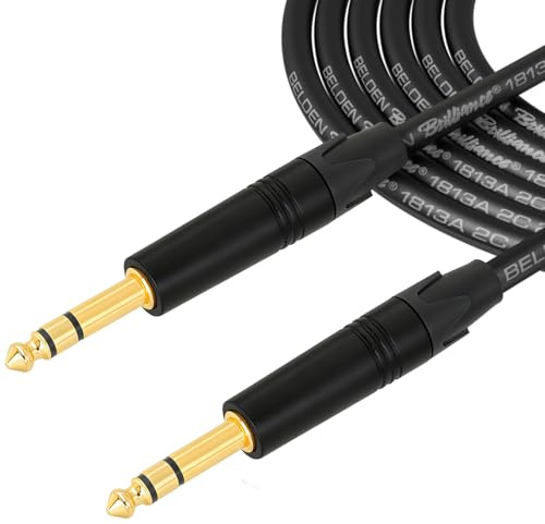 Superbat Guitar Instrument Cable 1m/3ft 1/4 Inch 6.35mm TRS Amp Jack Lead | Belden 1813A Cable for Electric Guitar/ Organ/ Drum, Bass, Amp, Keyboard, Speaker, Mandolin, Pro Audio, Pedal Effector