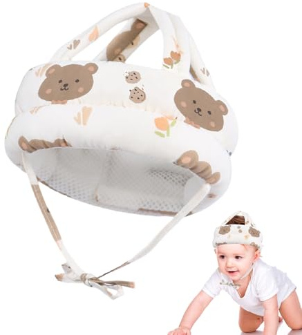 QingWing Casque Bebe Antichoc Protection, 360 Degrés Réglable Casques Protection Bebes Respirabilité Anti Chute Casque Bébé Anti Choc, Idéal pour Bébés Qui Apprennent Marcher 6 à 36 Mois (Petit Ours)