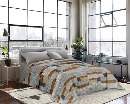 INTRECCI Piumino Matrimoniale, 260 x 260 cm, Piumino Ecologico, Caldo, Invernale, 300 g/m², Anallergico e Antiacaro, Made in Italy, Lavabile in Lavatrice, Soffice, Morbido. Fantasia: Modern