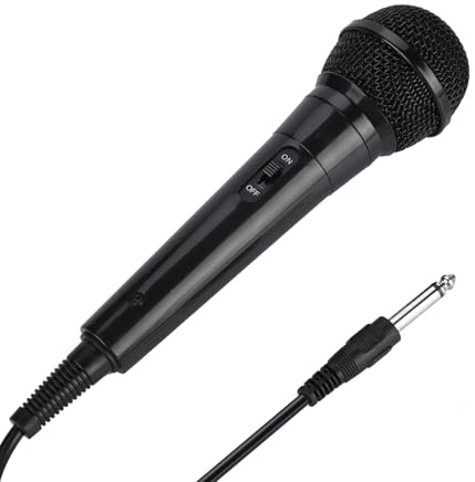 Micrófono Dinámico de Mano con Cable, Voz Clara para Karaoke, con Filtro de Ruido del Viento, Adaptador Giratorio de 180 Grados, para Cantantes (Black)