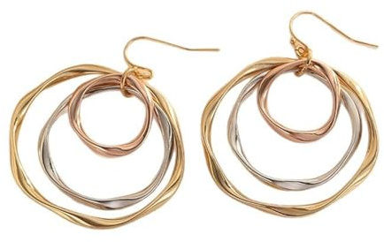 Golden Silver Rose Gold Dangle Earrings for Women,Three geometric Circles Drop Earrings for Party,Events