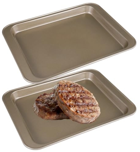 2 Pcs Teglia da Forno Rettangolare in Acciaio al Carbonio, Oro Teglie Forno