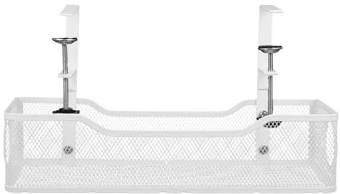 DOITOOL Organizer per Cavi Elettrici in Ferro Bianco Design a Rete, Pratico Vassoio Sotto Scrivania per Gestione Cavi per Ufficio e Casa