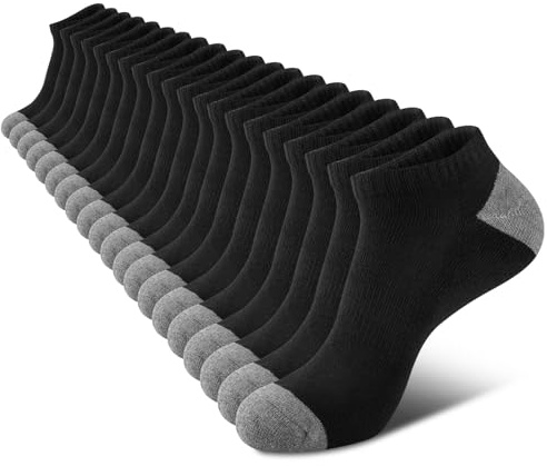 COOVAN 10 Pairs Mens Cushion Ankle Socks Men 10 Pack Low Cut Comfort Breathable Casual Socks