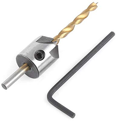 Countersink Drill Bit,Steel Countersink Drill Bit Carpentry Woodworking Boring Tool Round Shank With Hex Key(4mm)