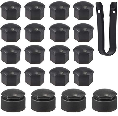 AUTOUTLET 20x Universal Radschrauben Radmuttern 17mm Schrauben Chrom Kappen 16 Standardkappen + 4 Verriegelungskappen, mit Demontagewerkzeug(grau)