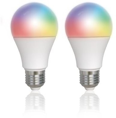 Energeeks - Pack 2 Bombillas Inteligentes LED - Multicolor RGB - Casquillo E27-8W - 806 Lúmenes - Temperatura Ajustable - Wifi + Bluetooth - Compatible con Alexa y Google
