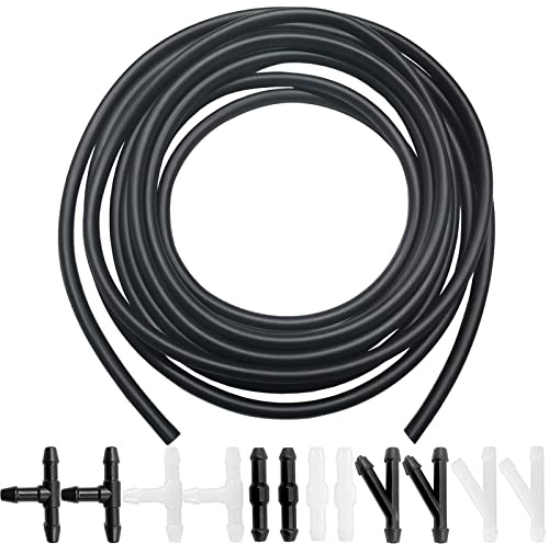 Kit de manguera para limpiaparabrisas – Incluye manguera de líquido de lavado de 4 metros y 12 conectores de manguera, compatible con la mayoría de la instalación de boquillas de limpiaparabrisas de