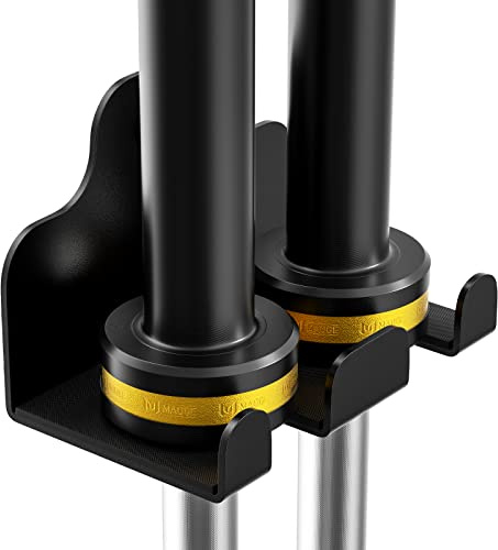 JNIHEEP Olympic Barbell Hanger,Garage Gym Bar Wall Rack,Vertical Barbell Mount Rack,Black Powder Coated,Space Saving Commercial or Home Gym Accessory,Holds Under 33mm Bar Size