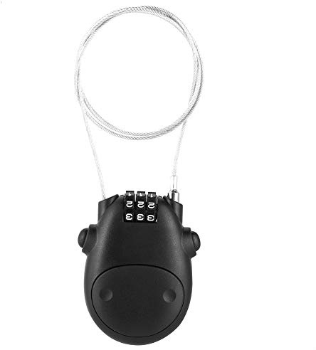 HERCHR Cable Lock, 3-Digit Combination Lock with Retractable Cable for Bike, Ski, Snowboard, Stroller, Luggage(Black)
