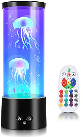 Sonnewelt Quallen Lampe Quallenlampe RGB Jellyfish Lamp Quallen Aquarium mit Fernbedienung Lavalampe Farbige Jellyfish Lava Lamp Stimmungslicht für Zuhause Büro Dekoration Tolle Geschenke Kinder