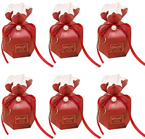 30 Stück Süßigkeiten Schachtel Hochzeit, Geschenkbox Gastgeschenk, Kleinen Schmuck Geschenkbox, Süßigkeiten Kästen mit Band für Hochzeit, Taufe, Party, Geburtstag (D)