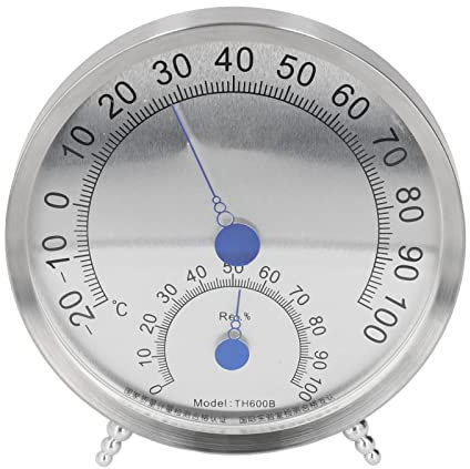 Außenthermometer, Zifferblattanzeige, Thermometer, Rundes Thermometer, Edelstahl, Wasserdicht, Wärmethermometer, Hygrometer den Außenbereich, mit Halterung (Mit Ständer)