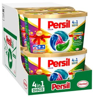 Persil 4 en 1 Color Discs (8 x 16 lavados), detergente con tecnología de limpieza profunda, detergente de color para un lavado puro y frescura higiénica para la máquina