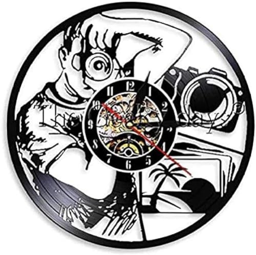 AGlitw Orologio da Parete con Foto Istantanea Orologio da Parete in Vinile Orologio da Foto Hobby Orologio con Luce A LED Decorazioni per La Casa del Fotografo