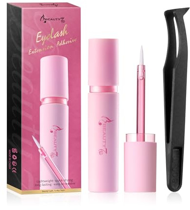 Beauty7 Wimpernkleber für Falsche Wimpern Lash Glue Transparent langanhaltend DIY Wimpern Einzeln Kleber Wasserfester Kleber für Individuelle Wimpern Extensions Clusterwimpern mit Pinzette