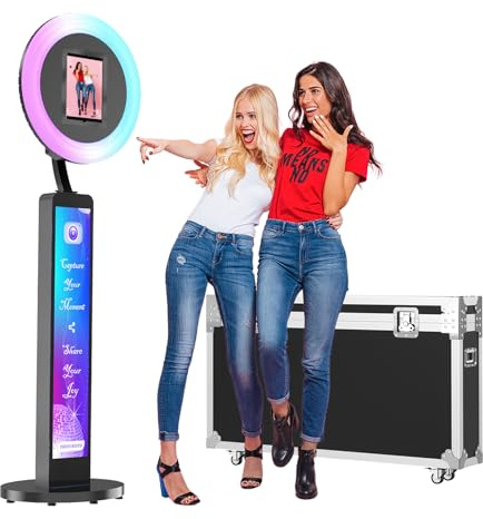 MWE Photo Booth with Flightcase, Ring Light, Logo Customisation, Support Software and Remote Control, Suitable for Parties, Weddings, Rentals, Youtube, Video, Tiktok Live (Light Box, Black)