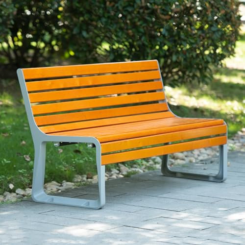 Gartenbank im Freien, Sitzbank Holzbank mit Aluminium- und Wetterfest Sitzauflagen Bank für Gussbänke, wetterabsichtige Veranda Outdoor -Möbel Liebessitz, perfekt für Garten, Deck, Rasen, Pool ( Color