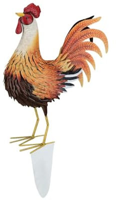Hahn Gartenstecker Holz,Bunt Huhn Familie Gartenstecker Gartenfigur Gartendeko Handarbeit Gartenstatue Dekorative Gartenstecker Dekofigur Garten Figur Terrasse Statue Balkon Wohnzimmer Deko (C)