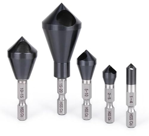 4 unids/set Brocas avellanadoras de vástago hexagonal de 1/4 pulgada, HSS M35 Brocas avellanadoras recubiertas de titanio cobalto Herramienta de desbarbado Herramienta de biselado de desbarbado de 90