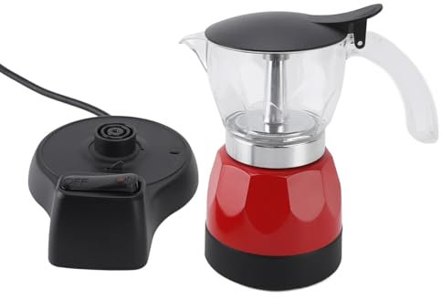 Caffettiera Elettrica, Macchina da Caffè 3 Tazze 150 Ml Alluminio Pot Elettrico Italiano Caffettiera Percolatore Macchina da Caffè per Casa Spina UE da 220 a 240 V Rosso