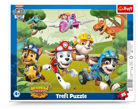 Trefl - PAW Patrol, Hochleistungstricks der Hunde - Rahmenpuzzle für die Kleinen, 25 Große Elemente, Rahmen und eine Feste Unterlage, für Kinder ab 4 Jahren