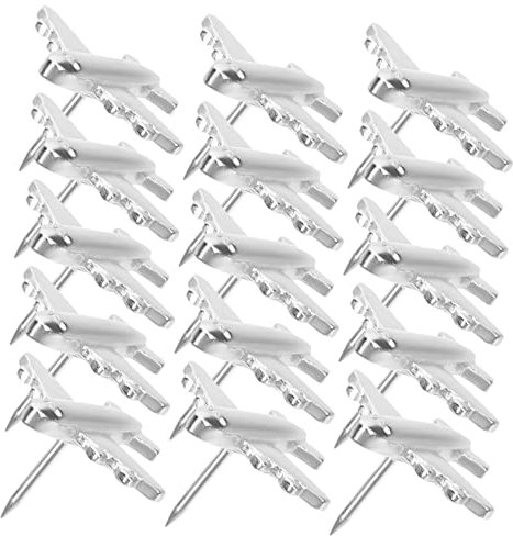 Tofficu 12stücke Mini Metall Flugzeug Pinnnadeln Push Pins Für Kork Pinnwände Dekorative Reißzwecken Für Notizen Tafeln Praktische Sichere Büro Schulzubehör Silberfarben