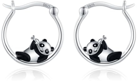 Abigy Panda örhängen 925 sterlingsilver kvinnor smycken, örhängen dam panda djur för döttrar och flickvänner, Sterlingsilver