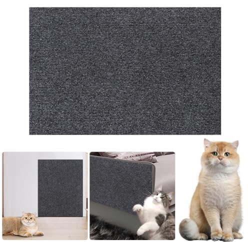 Selbstklebende Katzen Kratzmatte, Katzenkratz Teppich, Katzen Kratzbrett DIY Kratzschutz Kratzteppich, Kratzbaum Katze Kratzmatte für Sofa Möbelschutz (Dunkel Grau, 60x100cm)