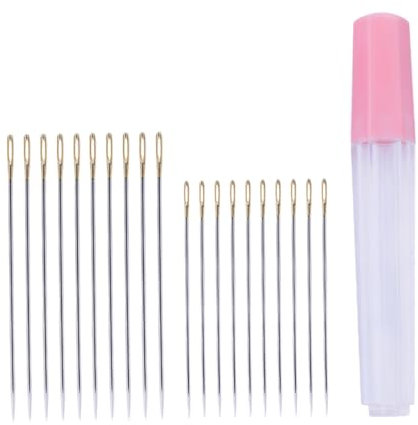 SEWOART Agujas de Coser Acero Inoxidable con Ojo Grande y Punta Fina, 20 Piezas, Colores Surtidos, para Bordado y Punto de Cruz, Kit de Costura para Manualidades y Tejido, Uso Doméstico