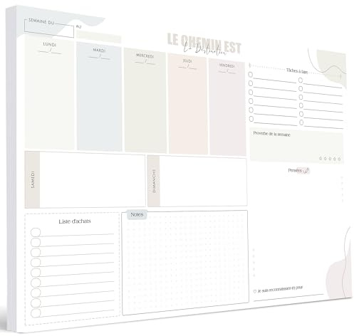 Biroyal 2026 Bloc planificateur hebdomadaire A3 sans date fixe (50 pages), 2026 calendrier avec aperçu hebdomadaire et suivi des habitudes pour les rendez-vous