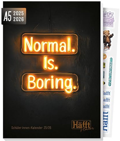 Häfft® Planer 2025/2026 A5 - Softcover Schülerkalender, Schülerplaner, Hausaufgabenheft, Schulplaner Normal is boring - nachhaltig & klimafreundlich