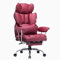 Efomao Desk Office Chair, Big and Tall PU Leather Ergonomic Office Chair, 200KG Adjustable High Back Computer Chair,Executive Swivel Chair with Footrest and Lumbar Support, Red