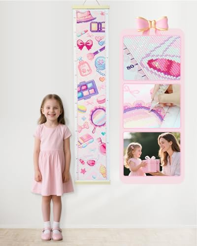 forever young DIY Growth Chart for Wall Diamond Art Kits for Kids Diamond Painting Kits for Adults, Square Drill Diamond Painting Kit, Gem Art Kit Diamond Dots, Make Up Height Chart 47.2 x 3.9 Inch