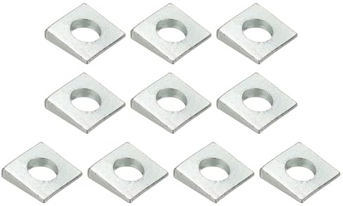PATIKIL 10pcs Rondelles Carrées Biseautées, M10x22mm Rondelles Carrées Biseautées Plaque De Palier Patte Plate Écarteur pour Boulons De 10mm Cale Calage Écrou Boulon Joint, Argent
