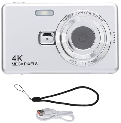 2,4 -Zoll -Digitalkamera 16x Zoom 50MP Hochauflösend 4K Video Compact Selfie -Kamera für die Fotografie -Reise (64GB)