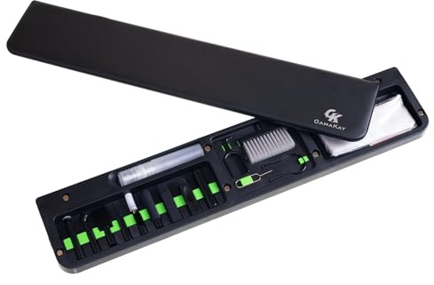 GK GAMAKAY 14.17'' Keyboard Wrist Rest Pad with Cleaning Tool Kit, ABS & Leather Hand Wrist Rest for 85% Mechanical Keyboard, Non-Slip Palm Pad for Comfortable Typing and Playing (Black-85%)